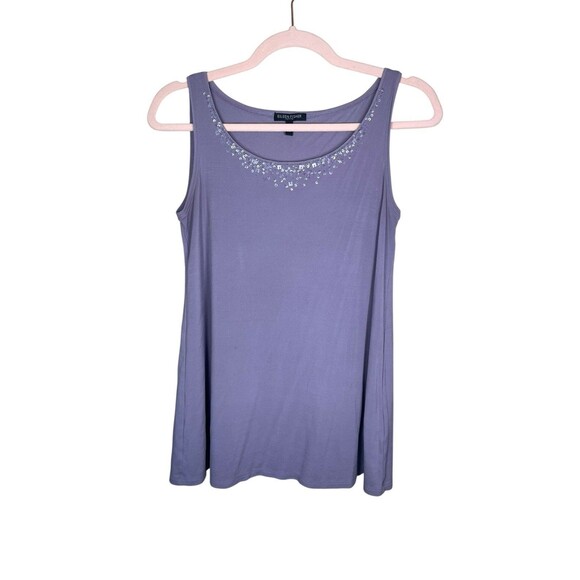 EILEEN FISHER Tank Top PS Stretch Silk Jersey Scoop Neck Sleeveless‎ Embellished - Picture 1 of 10